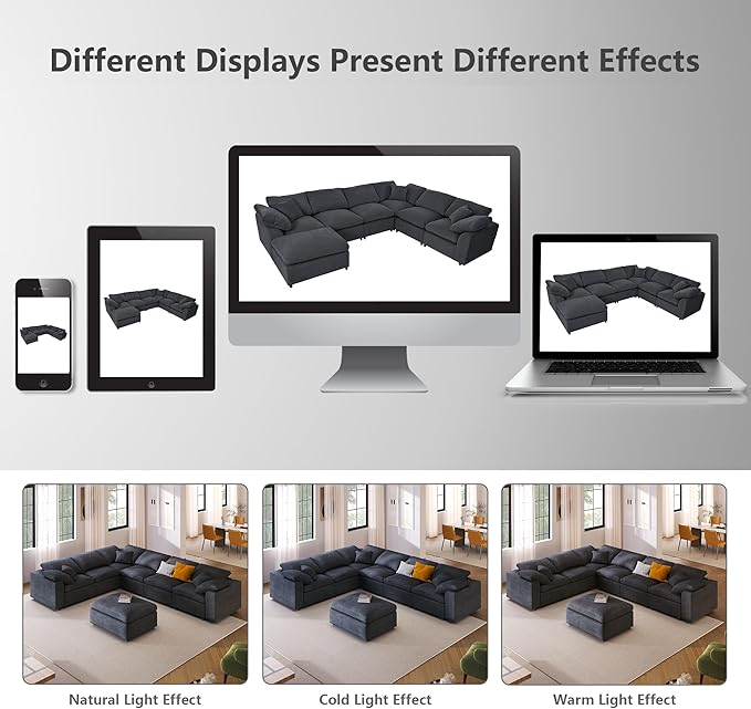 Oversized Modular Sectional Sofa Couch, Large 7 Seater Corner Sofa Modern U - Image 9