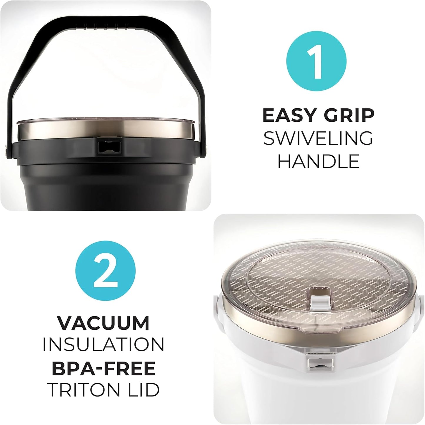 Large Insulated Ice Bucket with Lid – Stainless Steel Ice Bucket and Scoop – Ice Buckets for Parties, Bars – Ice Bucket with Lid and Scoop – Outdoor Ice Bucket, Champagne (Black)