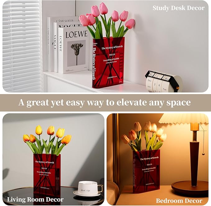 Puransen Red Book-Shaped Vase for Flowers - Image 6