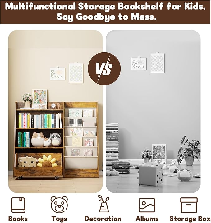 COZPAW Kids Bookshelf and Toy Storage, 4 Tier Toddler Bookshelf - Image 7