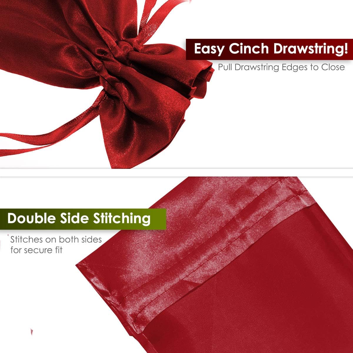 5" x 8" Wine Satin Gift Bags, Jewelry Bags, Wedding Favor Drawstring Bags Baby Shower Christmas Gift Bags 50 per Pack