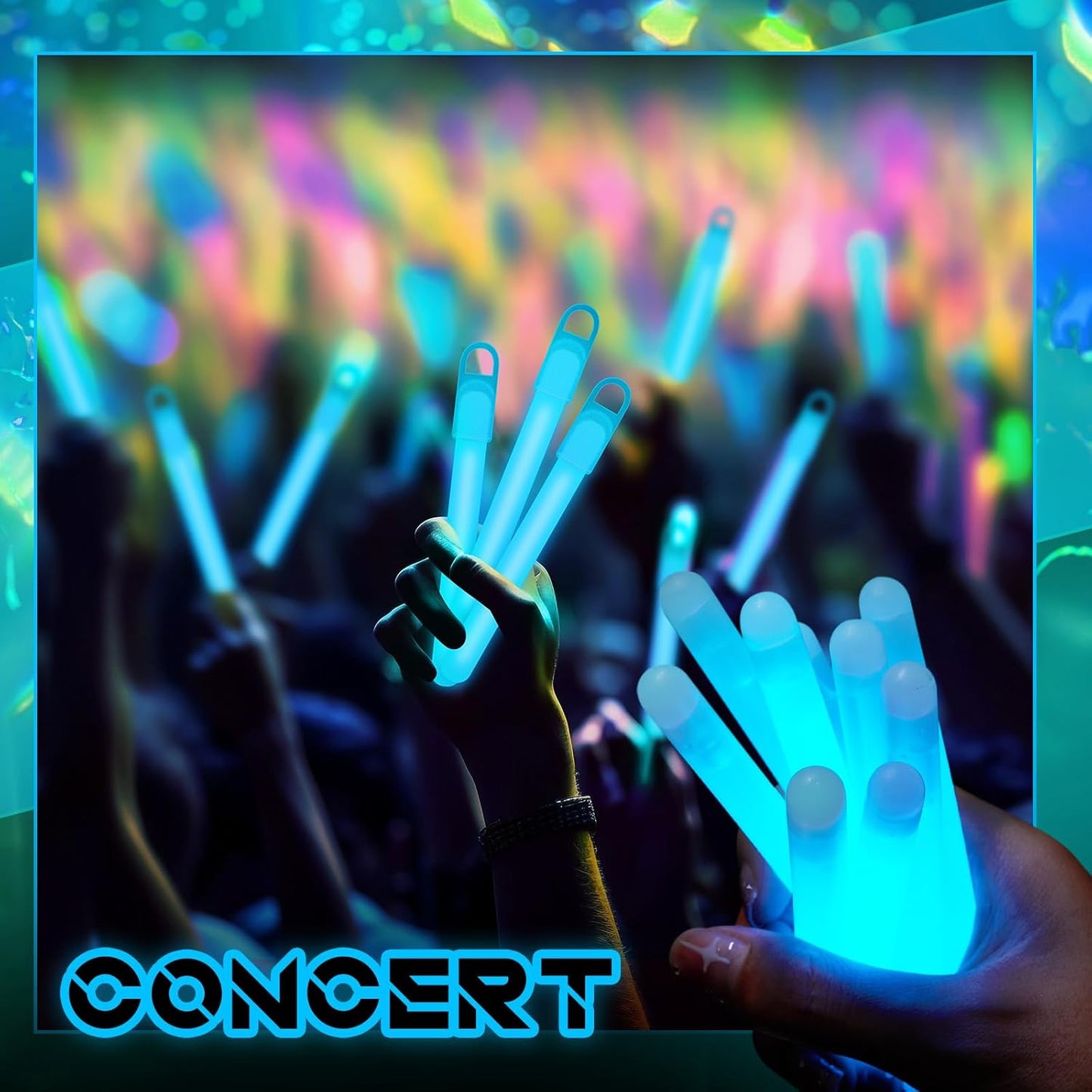 Lewtemi 4" or 6" 100 Pack Bright Glow Sticks Bulk, Glow in The Dark Party Supplies Birthday and Holidays Party Favors