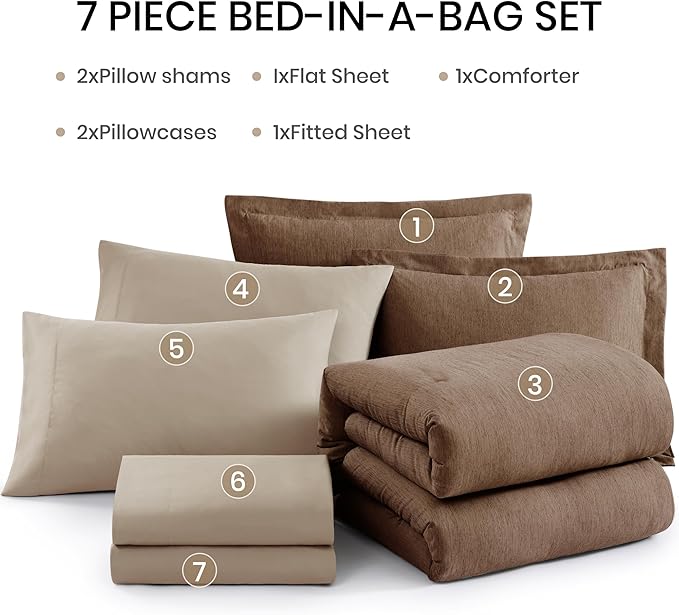 Monbix California King Comforter Set, Bed in a Bag 7 Pieces - Image 7