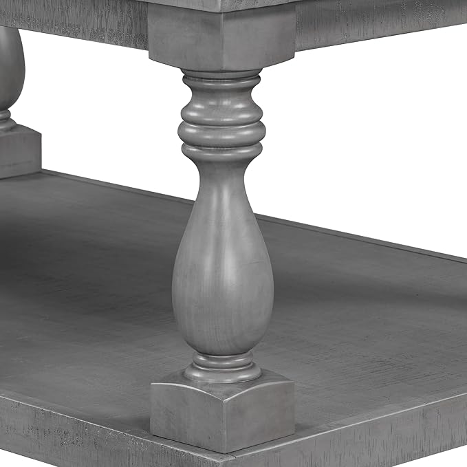 Merax Vintage Coffee Table Featuring Artistic Vase Column Legs and Luxurious - Image 7