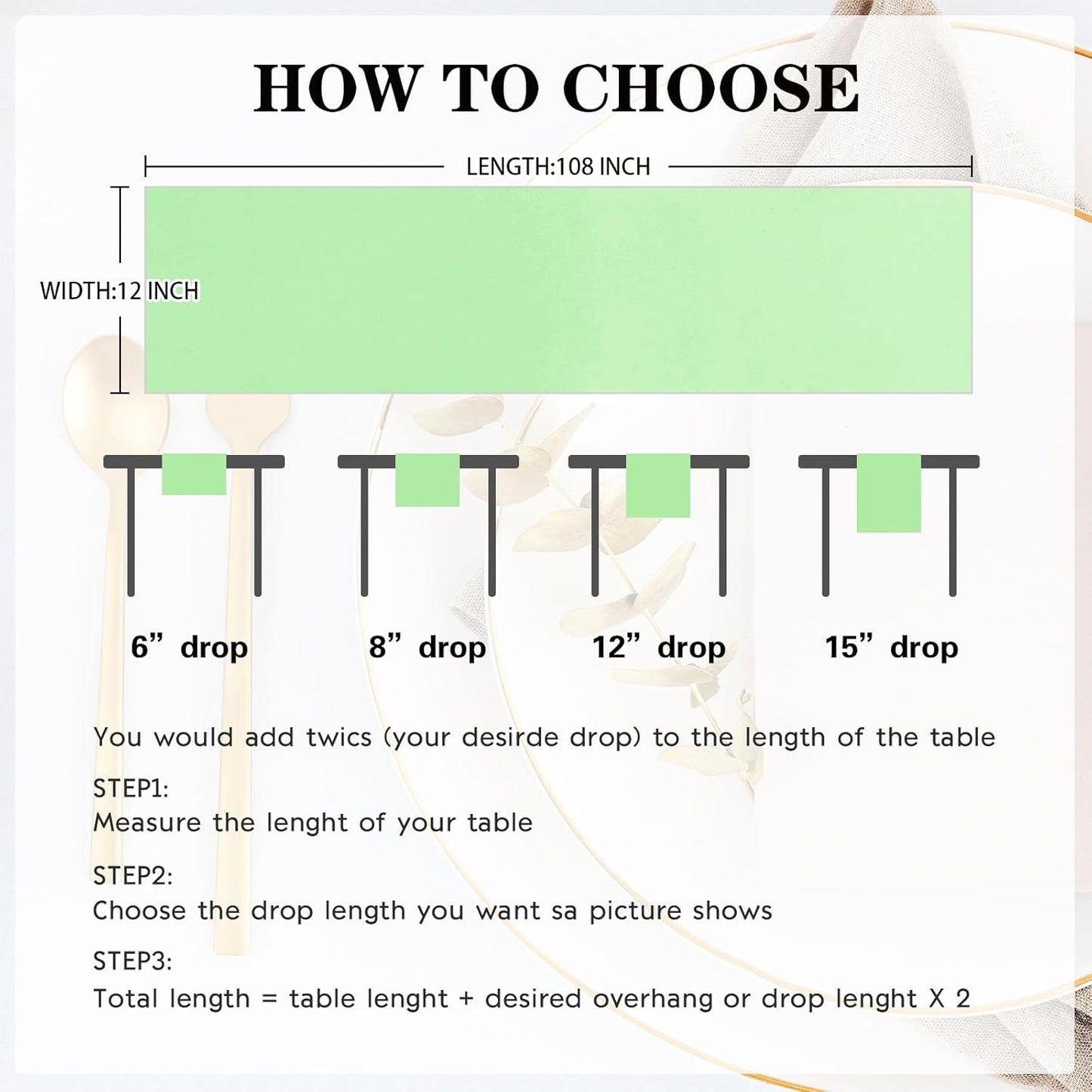 10 Pack Satin Table Runner 12 x 108 Inch Long Green Silk Table Runner for Wedding Party Banquet Birthday Decoration