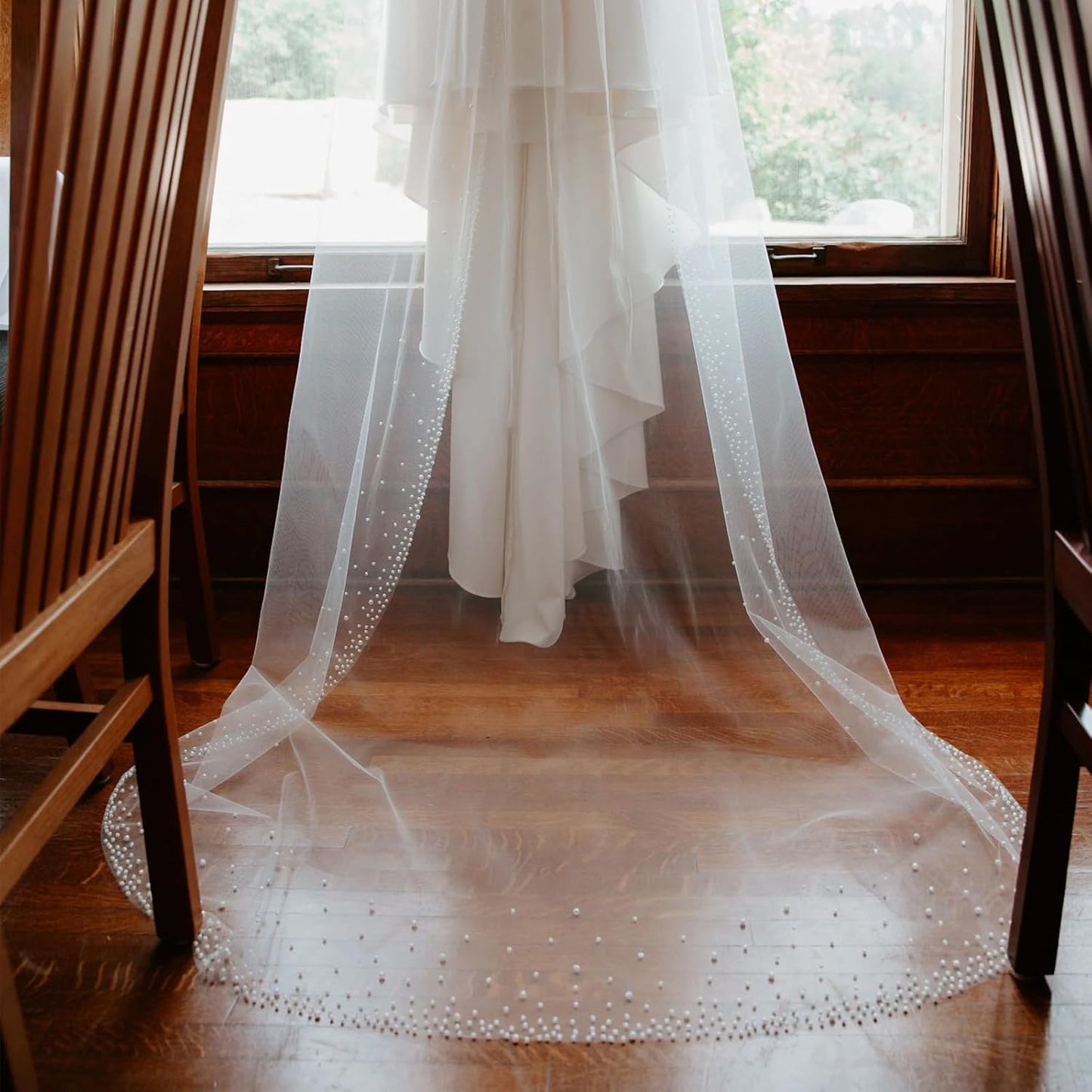 1 Tier Pearl Wedding Bridal Veil With Metal Comb Headband Decorations, Bride To Be Gift, Wedding