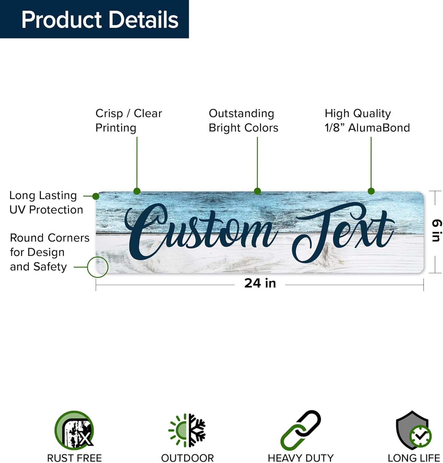 Custom Sign, Custom Street Sign, 11 Font Colors, 13 Font Styles, 4 Hole Options, 22 Sizes, 6x24 Inches, Rust Free DiBound, Fade Resistant, Made in USA by My Sign Center (Coastal)