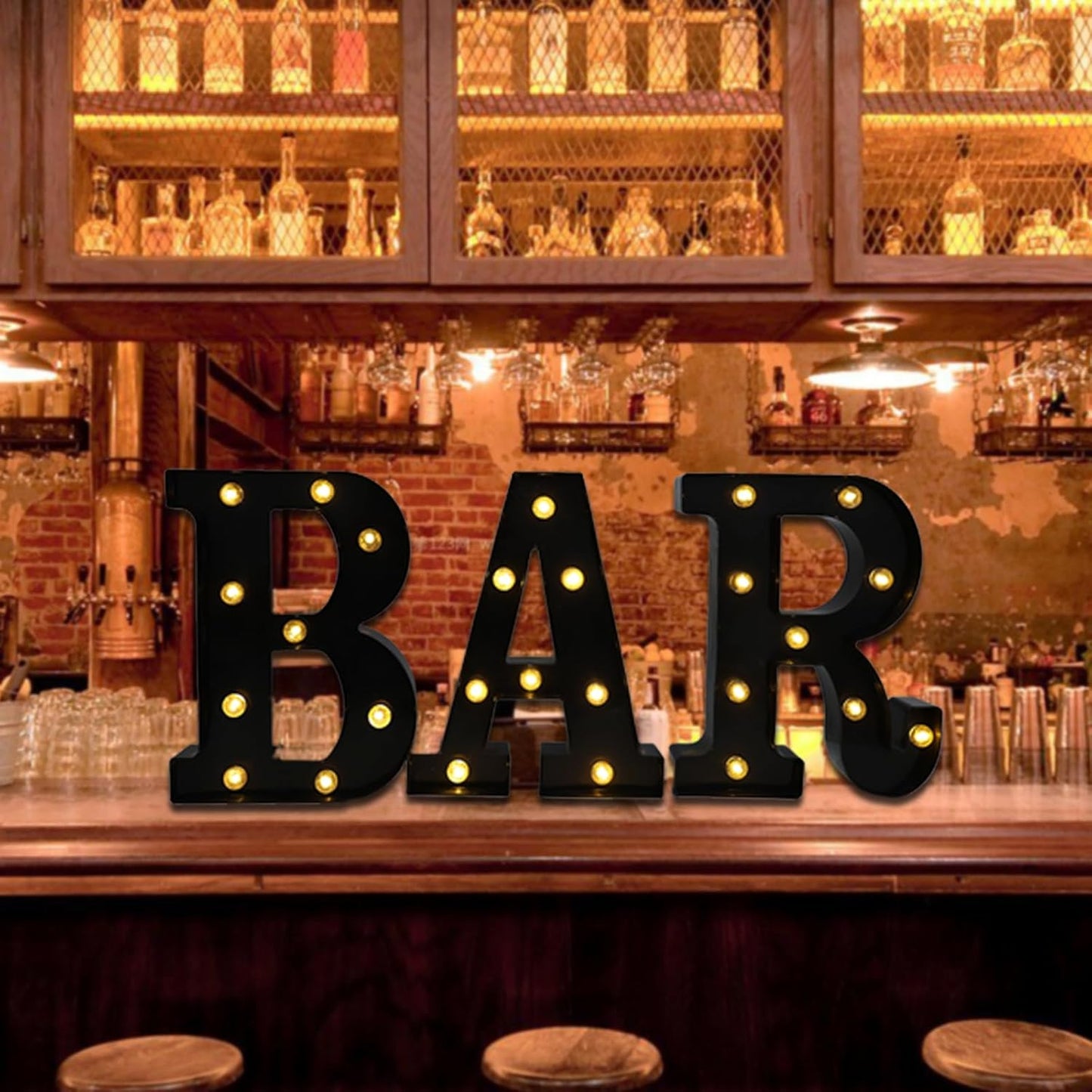 Led Marquee Letters, 8.58 Inch Black Light Up Letters, Small Led Letter Lights, Battery Powered Lighted Letterfor Table, Party, Birthday, Christmas Decor (Black, Letter P)