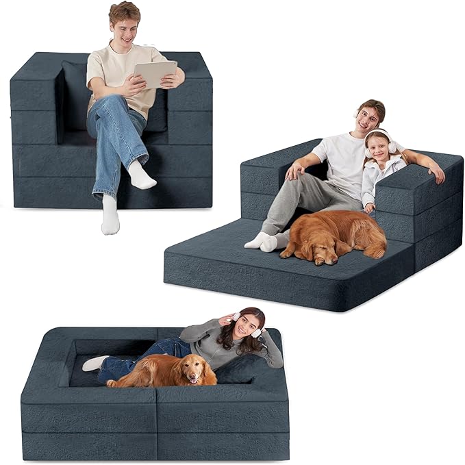 Futon Sofa Bed with Pillow, 3-in-1 Sleeper Sofa Bed with Removable Cover - Image 8