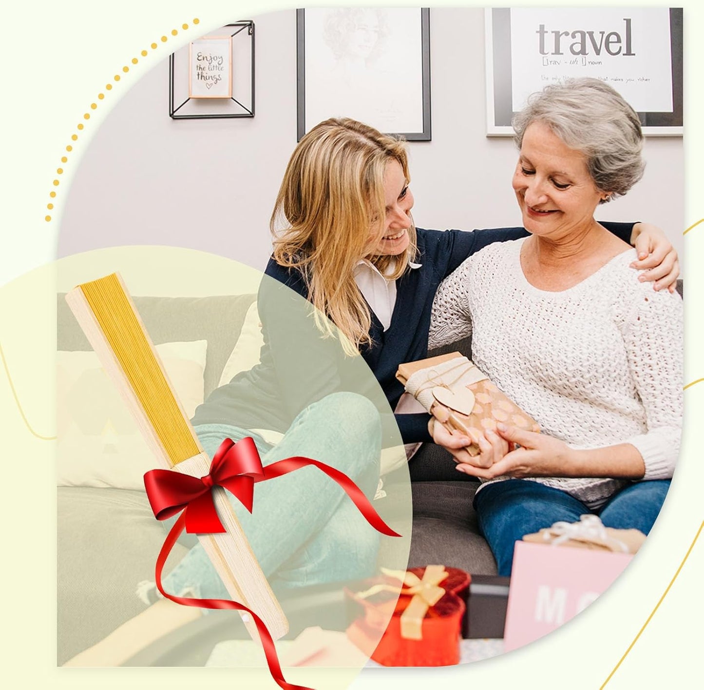 JOHOUSE 12 Pcs Foldable Hand Fan, 8.3 Inch Yellow Paper Fans for Lemon Party Decorations, Wedding, Baby Shower DIY Crafts Photography Props