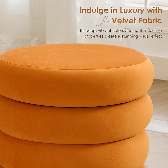 Flouki 19.5" Storage Ottoman Round, Vanity Stools - Image 8
