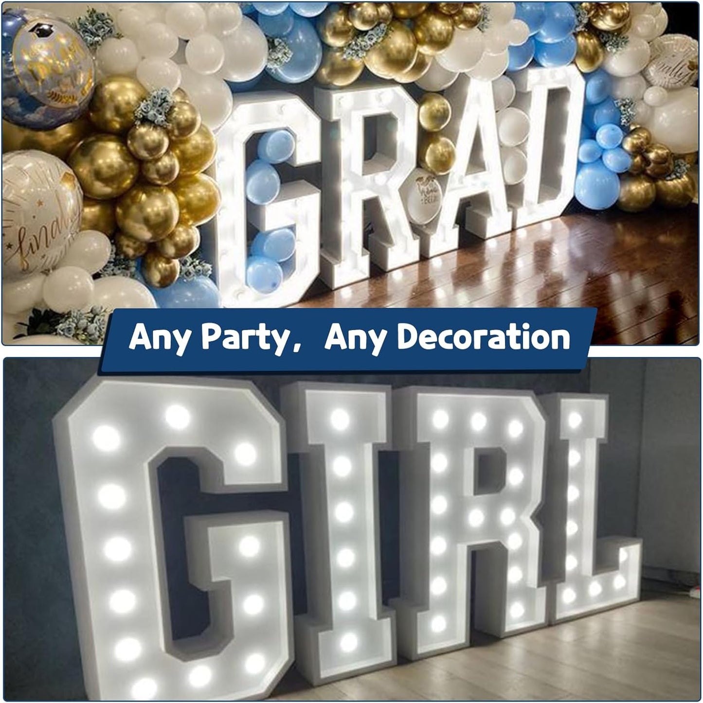 Marquee Letters 3 Feet Tall Large Light Up Letters Baby Shower Decorations Wedding Engagement Happy birthday White Party Decorations Marry Me Sign Big Cardboard Backdrop H