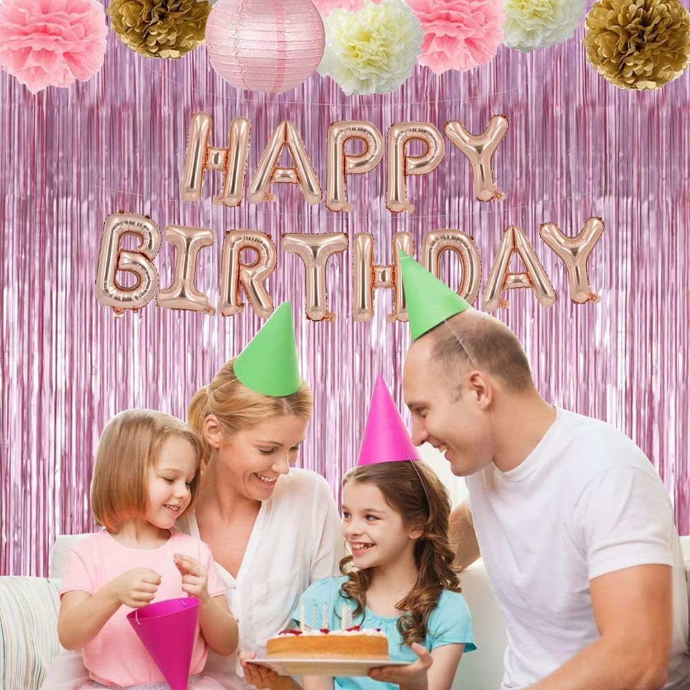 3Pcs Pink Metallic Tinsel Foil Fringe Curtains,3.28ft x 6.56ft Pink Photo Booth Backdrop Streamer Curtain,Photo Booth Props,Ideal Bachelorette Party Supplies,Birthday, Christmas,New Year Decorations