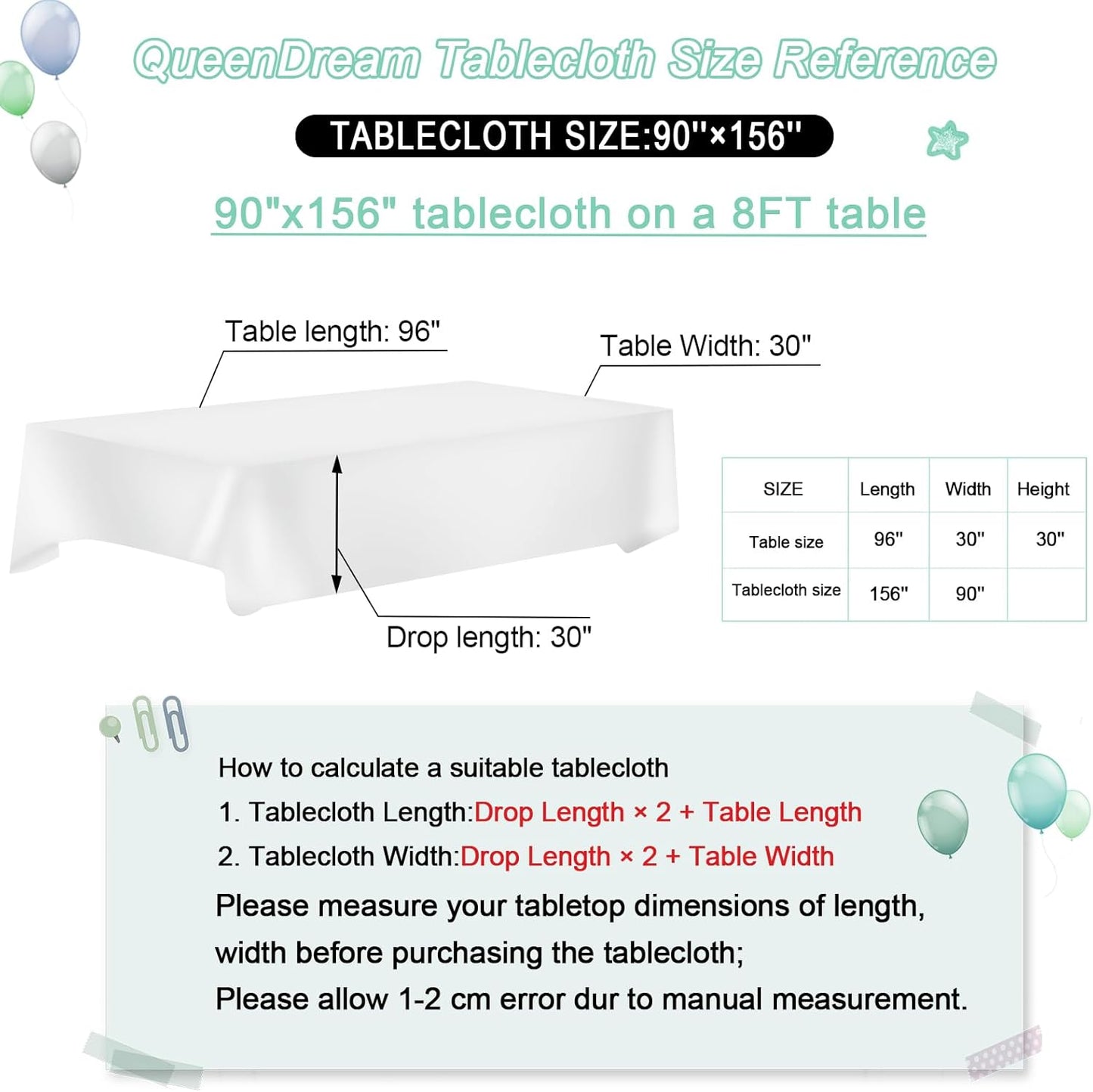 QueenDream White Sequin Tablecloth Rectangle 90 x 156 Inch Table Cloth for Wedding Bridal Shower Party Decorations