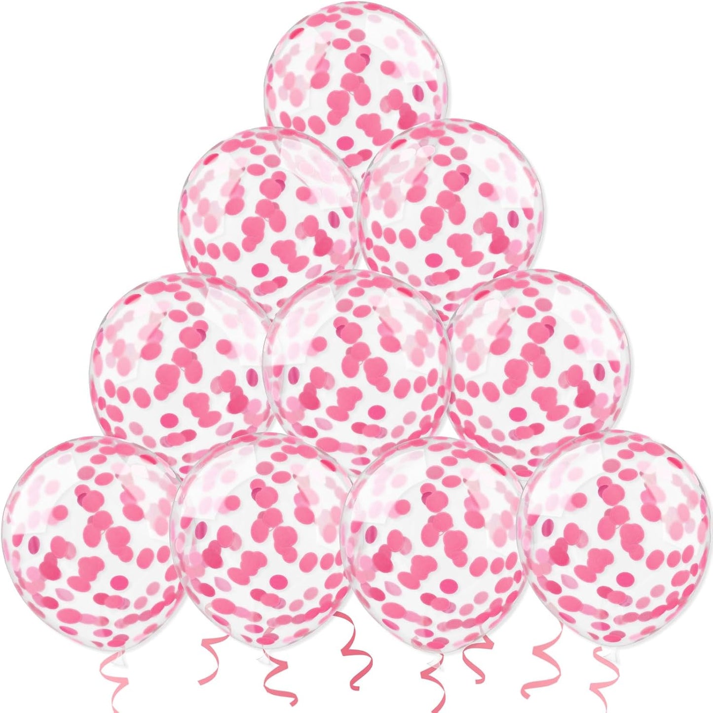 Pink Confetti Balloons, 25 Pcs Thickened 12 Inch Clear Latex Balloon with Confetti Inside for Graduation Decorations Engagement Bridal Shower Party Baby Shower Birthday Party Decorations Supplies