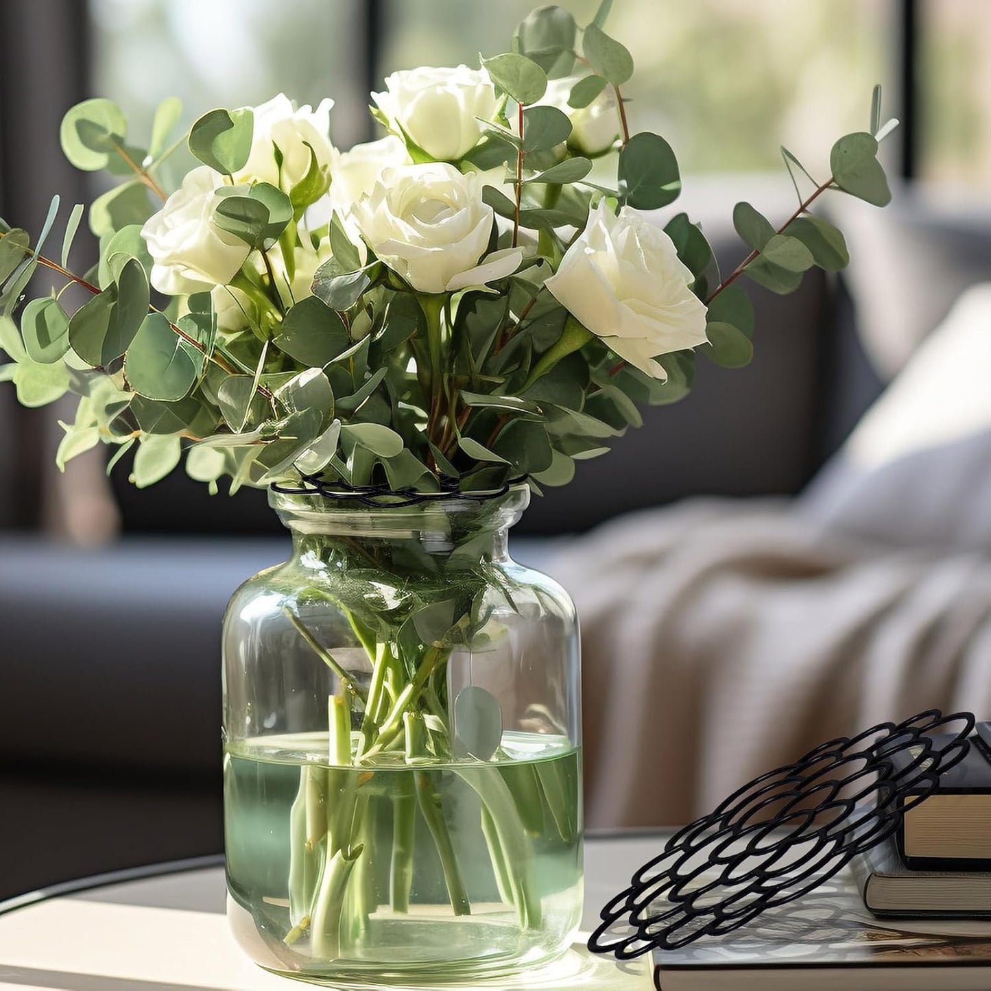 3 Pcs Modern Flower Frog Metal Flower Arrangement Holder Floral Grid Used for Vase Flower Arrangement Art Convenient Stem Holder for Flowers Flower Frog Organizer Metal Lid for Vase (Black)