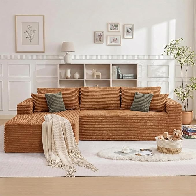 108" Boneless Couch Modular Sectional Sofa, L-Shaped Couch - Image 9