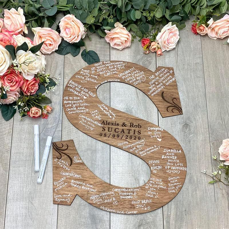 Personalized Wedding Guest Book Sign Custom Letter Name Date Rustic Wedding Guest Book Alternative Unique Guest Book for Wedding Anniversary Decor (Style 6)