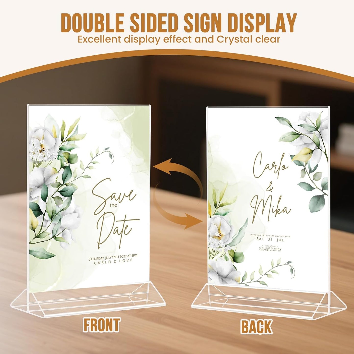 9 Pack Acrylic Sign Holder 8.5x11 Inch, Double Sided Clear Flyer Display Stand, Plastic Menu Stand, Table Top Sign Picture Paper Frames for Wedding table Number Office Store Restaurant