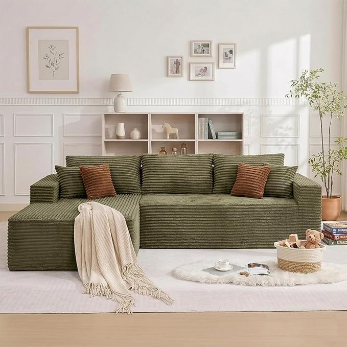 108" Boneless Couch Modular Sectional Sofa, L-Shaped Couch - Image 9