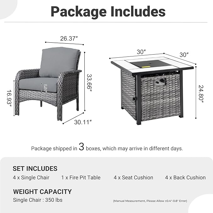 ovios 5-Piece Patio Furniture Set, Outdoor Wicker Sofa - Image 9