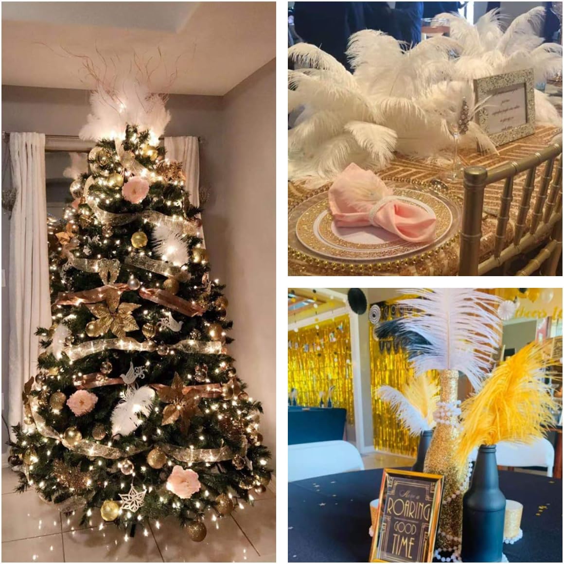 Ballinger Large White Ostrich Feathers - 24Pcs 8-10inch Feathers for Crafts,Party Centerpieces,Wedding and Home Decor