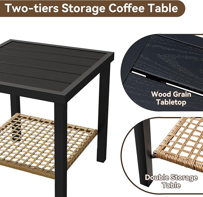 Aoxun 3-Piece Outdoor Rocking Bistro Set, Patio Furniture Set - Image 9