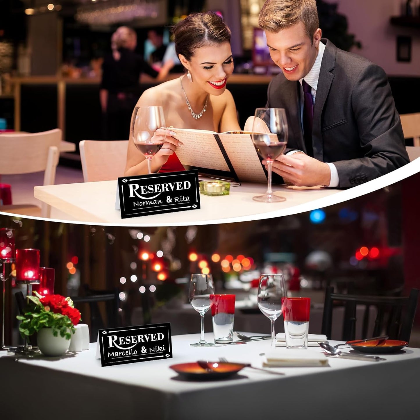 300 Pcs Paper Table Reserved Sign with Name Line Reserved Seating Signs Bulk Double Sided Signs for Reserving Seats Restaurant Wedding Reception Church Board Business Meeting (Black White)