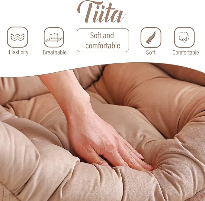 Tiita Lazy Chair with Ottoman, Khaki Modern Large Accent Chair, Comfy Leisure - Image 9