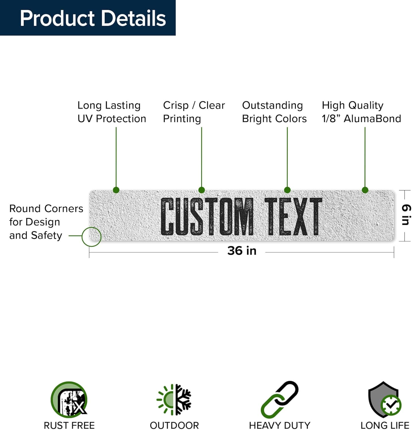 Custom Sign, Custom Street Sign, 11 Font Colors, 13 Font Styles, 4 Hole Options, 22 Sizes, 6x36 Inches, Rust Free DiBound, Fade Resistant, Made in USA by My Sign Center (Concrete)