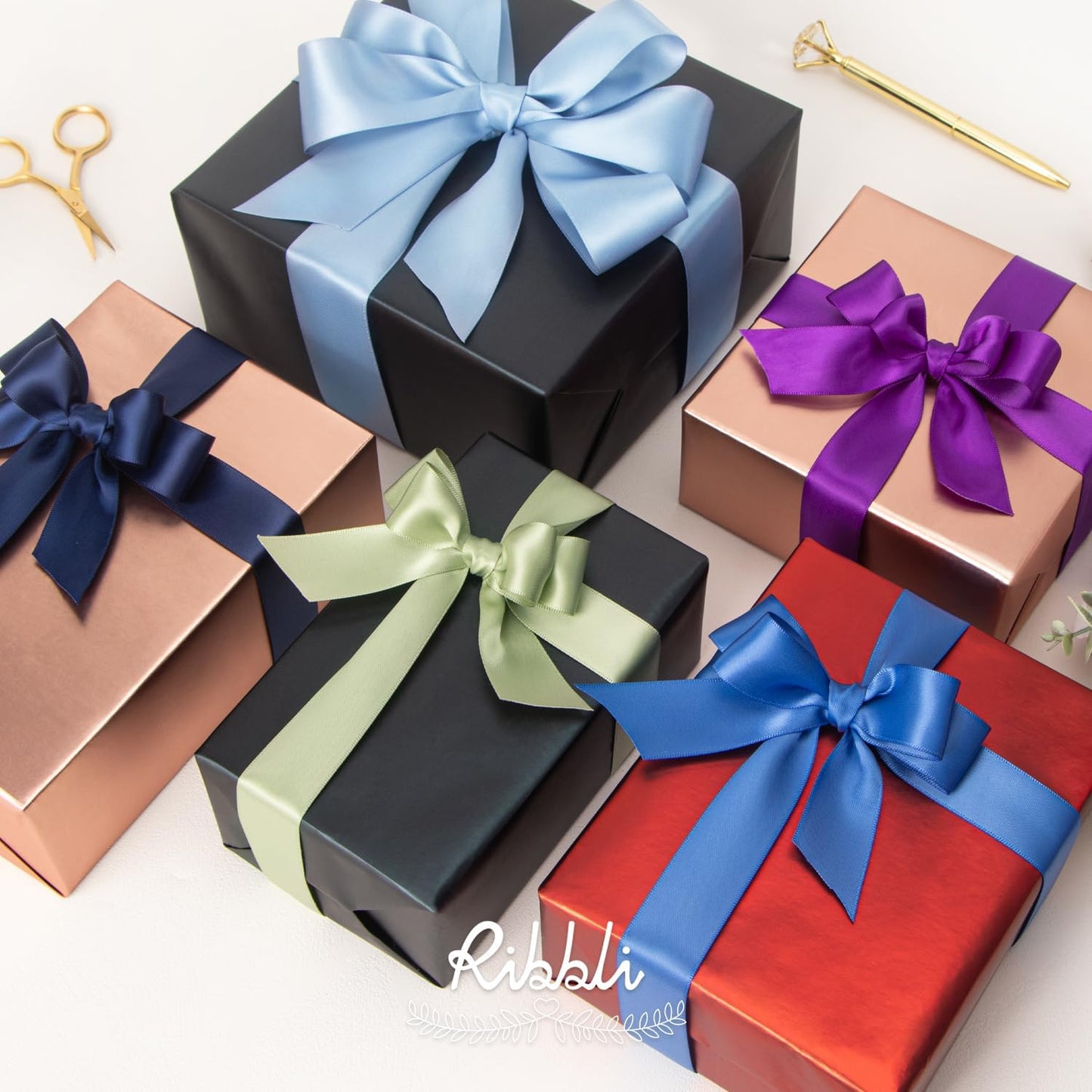 Ribbli Dusty Blue Satin Ribbon,Double Faced Satin 1-1/2 inch x Continuous 25 Yards,Use for Bows Bouquet,Gift Wrapping,Wedding Decoration,Floral Arrangement