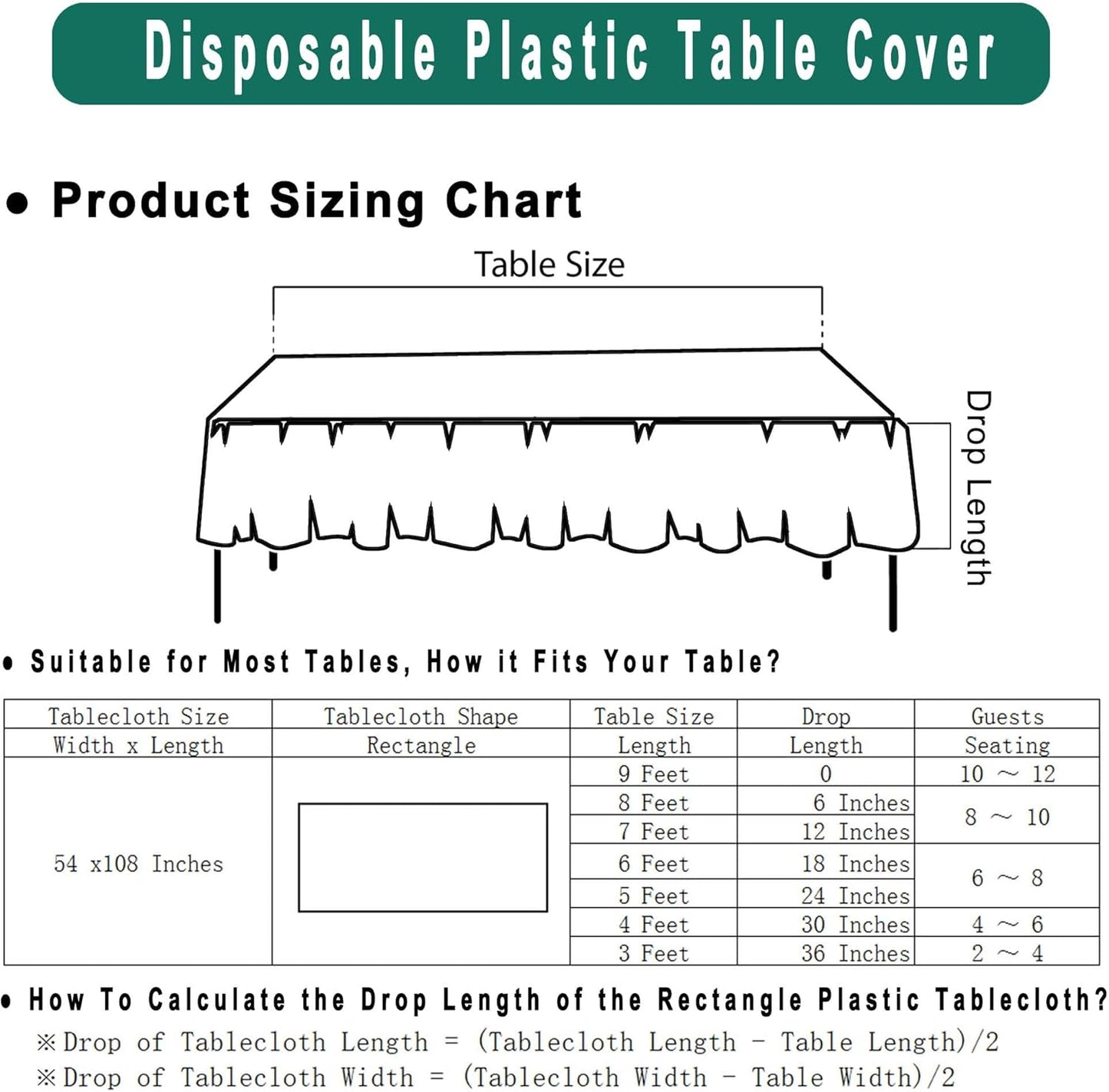 Brown Plastic Tablecloths 2 Pack Disposable Table Covers 54 x 108 Inch Party Tablecovers PEVA Coffee Table Cloths for BBQ Picnic Birthday Wedding Parties 8 ft Rectangle Table Use