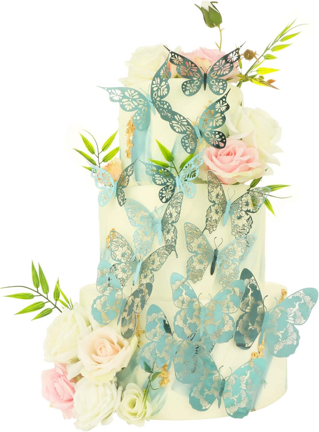 Gyufise Green Butterfly Cupcake Toppers Hollow Art 3D Butterfly Cupcake Decorations Baby Shower Wedding Anniversary Kids Birthday Party Cake Wall Decorations Supplies 36Pcs