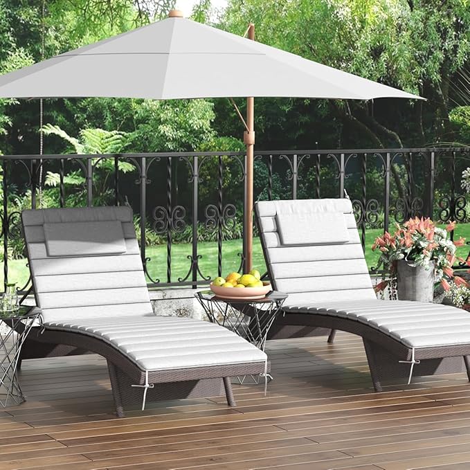 Sundale Outdoor Olefin Quilted Lounge Cushion Set of 4, Patio Foldable Chaise - Image 9