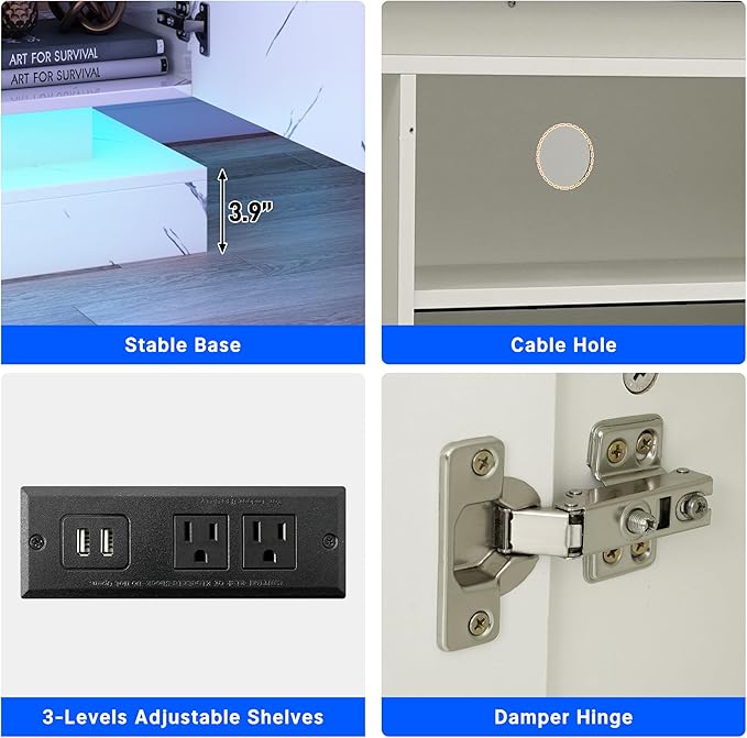 chartustriable 71IN LED TV Stands w/40 inch Fireplace Power Outlet - Image 8