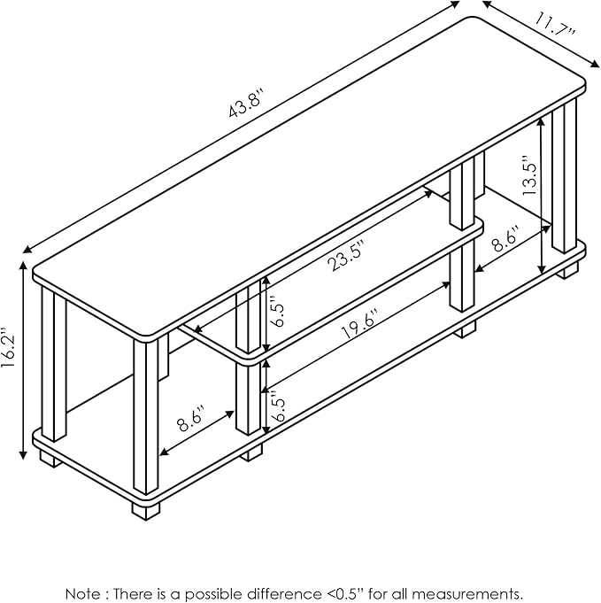Furinno 20 Pounds Turn-N-Tube No Tools 3D 3-Tier Entertainment TV Stand up to - Image 5