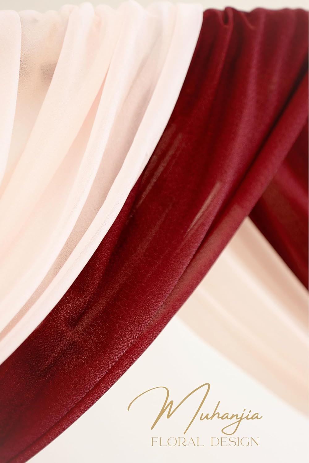 Artificial Wedding Arch Flowers Kit(Pack of 4),2Pcs Artificial Flower Arch Decor, 2Pcs Chiffon Fabric Drapes, Ceremony Decoration, Floral Outdoor Party Decor (Burgundy & Blush)