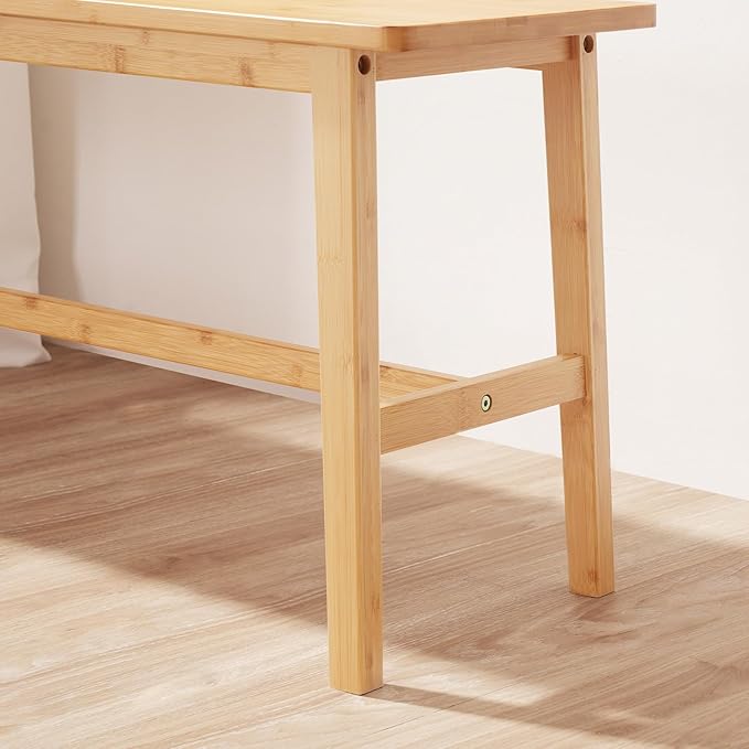 HOOBRO 39.3'' Bamboo Dining Bench, Farmhouse Table Bench, Kitchen & Living Room - Image 9