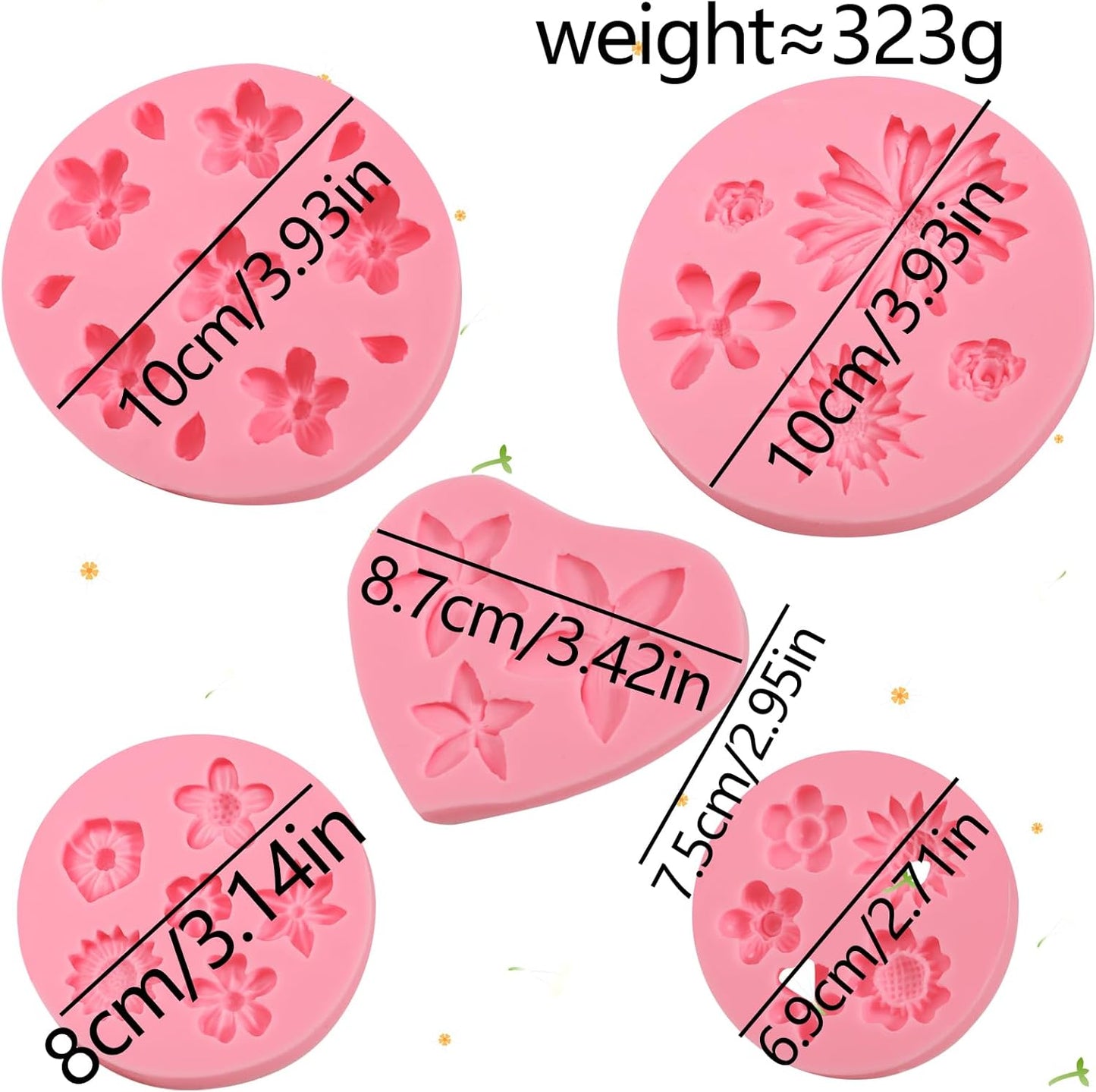 5 Pcs Daisy Flower Fondant Molds, Reusable Narcissus Flowers Chocolate Silicone Molds for Cupcake Decoration, Cookie Candy Dough Glue UV Resin Clay, Thanksgiving Mother's Day Gift