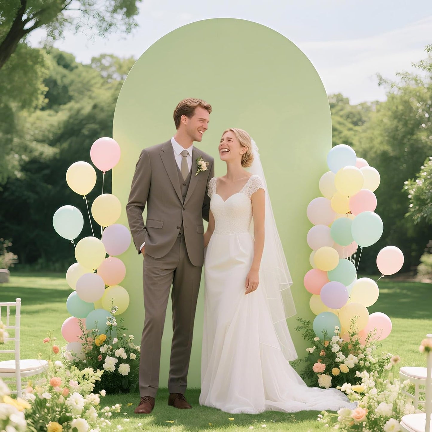 Ledido Wedding Arch Backdrop Cover 6FT 7.2FT Arch Covers 2Set Fitted Stretchy Spandex Round Top Stand Backdrop Cover for Wedding Banquet Ceremony Birthday Party Baby Shower Event Decoration,Green