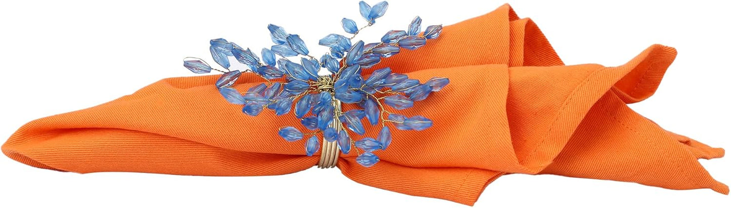 Napkin Rings Set of 6 for Dining Table Decoration Parties Everyday Metal Napkin Holder Leaf Turquoise (Pack of 6)