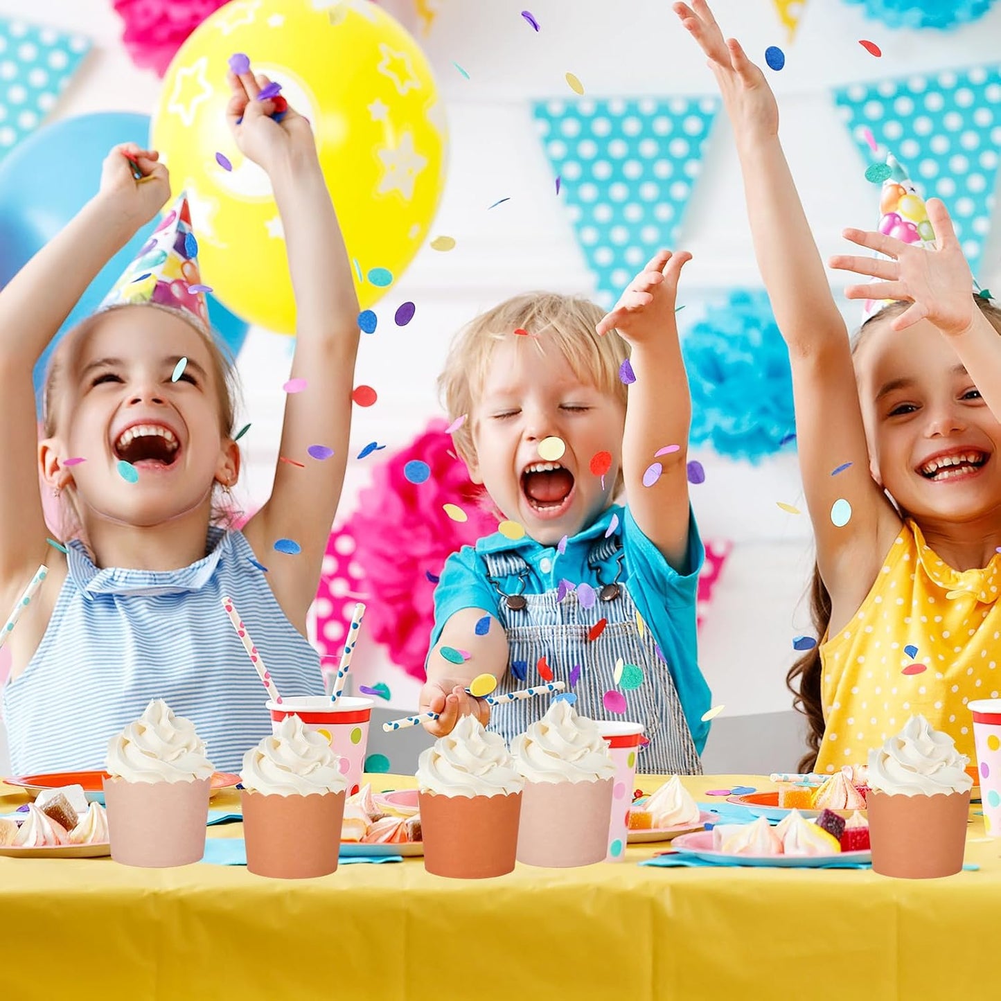 Whaline 120Pcs Orange Paper Baking Cups Scalloped Edge Cupcake Wrappers Gradient Orange Cupcake Muffin Cases for Fall Thanksgiving Party, 3 Colors