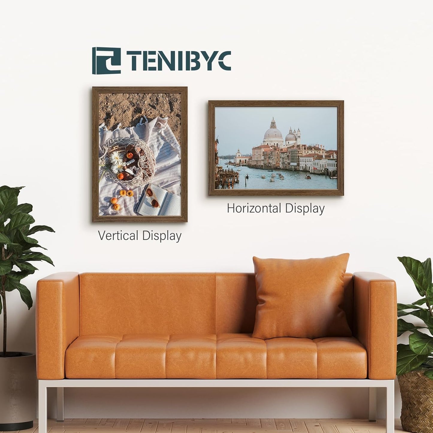 13x19 Picture Frame 3 Pack - Brown Woodgrain, Wood Photo Frame, HD Tempered Glass, Wall Gallery Poster Frame