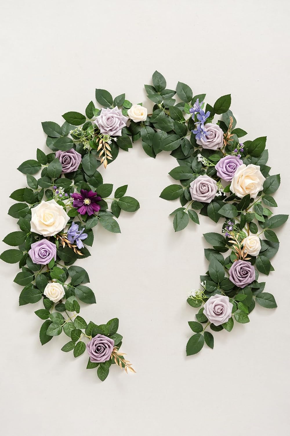 Ling's Moment 5FT Light Purple Artificial Flower Arch with Rose Leaves and Lilac for Wedding Party Backdrop Decor
