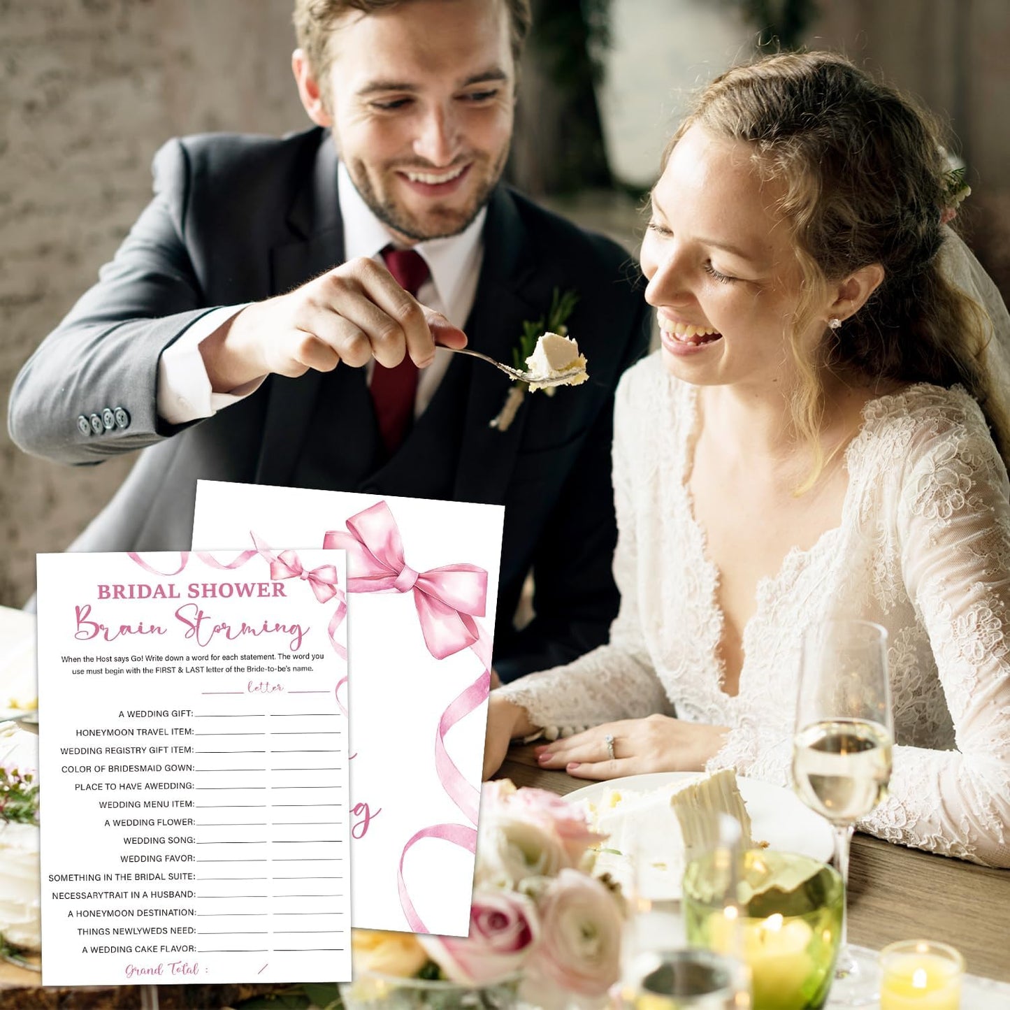 Bridal Shower Games 30 Guests, Bridal Shower Wedding Games for Reception, Rehearsal Dinner Engagement Party Activities Game Card/HL 006