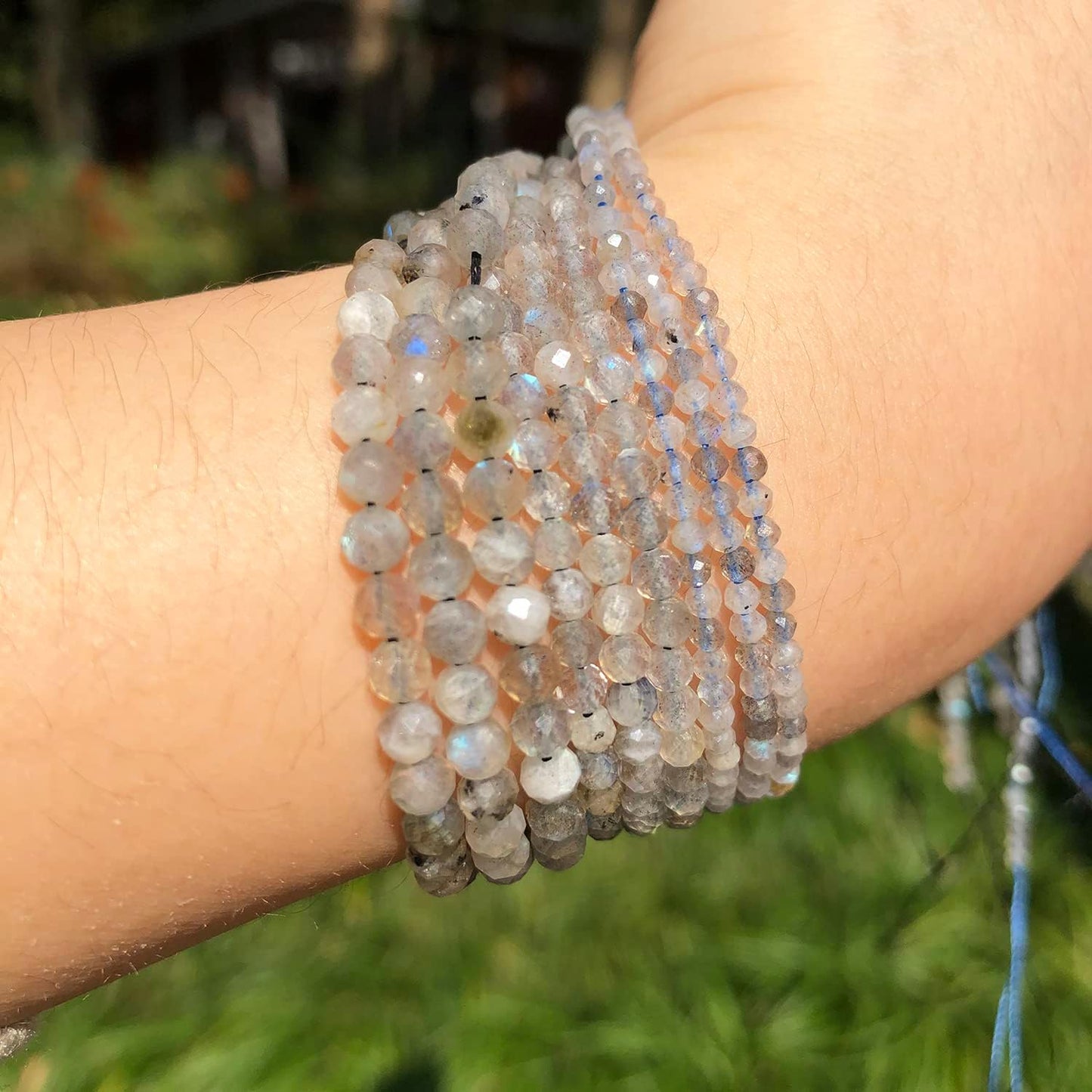 Song Xi 180pcs 2mm Natural Gray Labradorite Gemstone Beads Faceted Round Loose Stone Beads for Jewelry Making