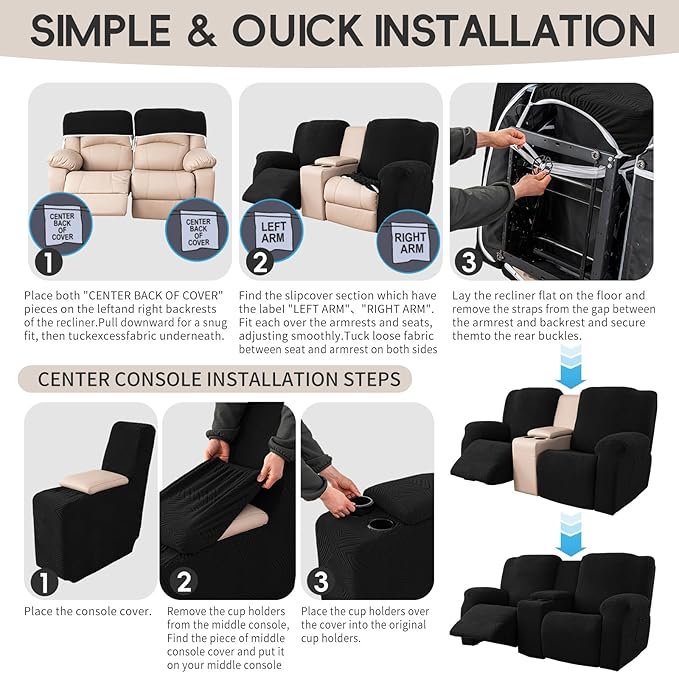 6-Piece Recliner Loveseat Covers - Image 8