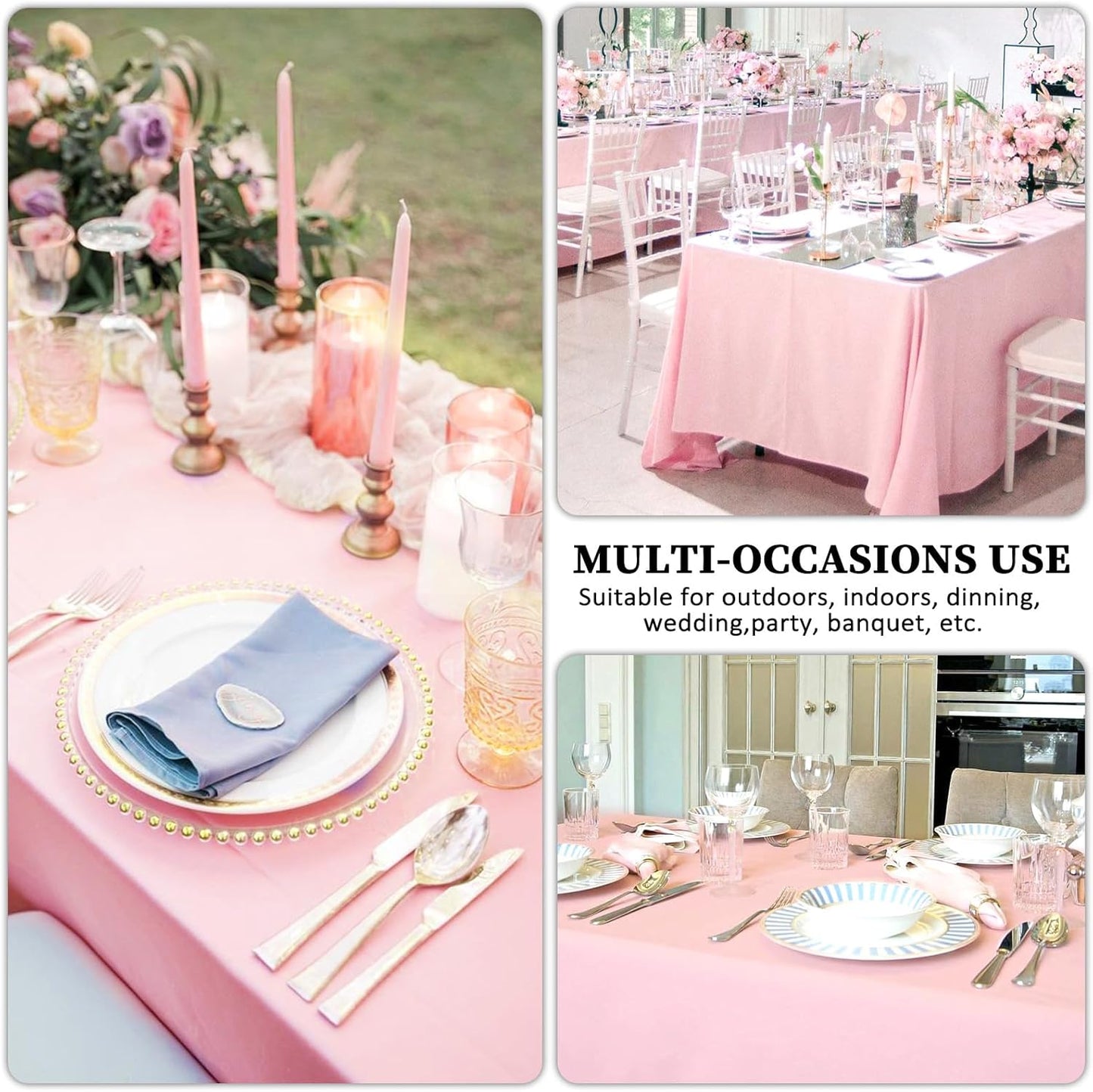 8 Pack Pink Tablecloth 60 x 102 Inch Rectangular Tablecloths for 6 Foot Rectangle Tables, Wrinkle Resistant Pink Table Cloth Washable Polyester Fabric Table Covers for Buffet Wedding Party Banquet