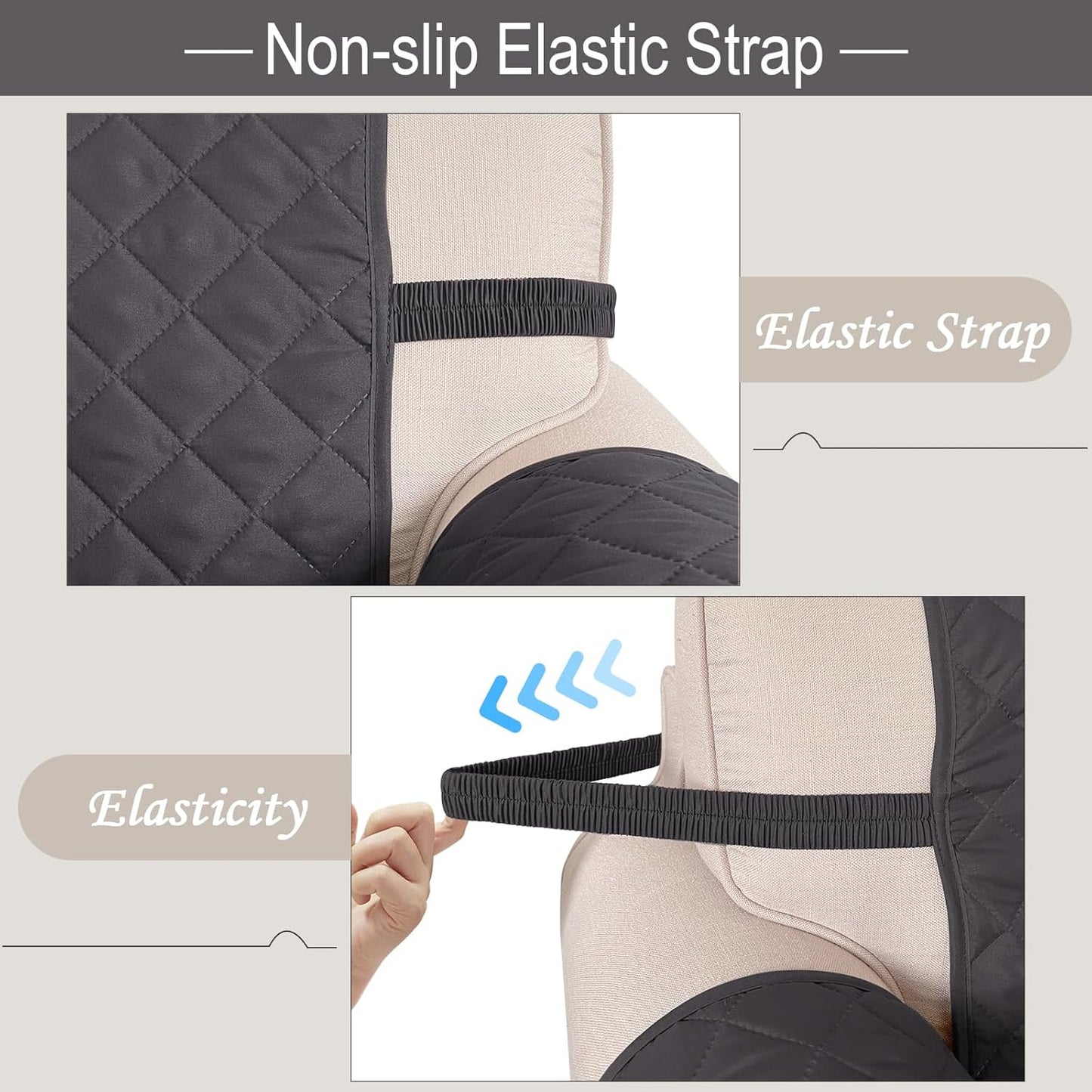 Reversible Oversized Sofa Covers Couch Cover Furniture Protector for Dogs Elastic Straps Water Resistant(XLSofa,Dark Grey/Light Grey)