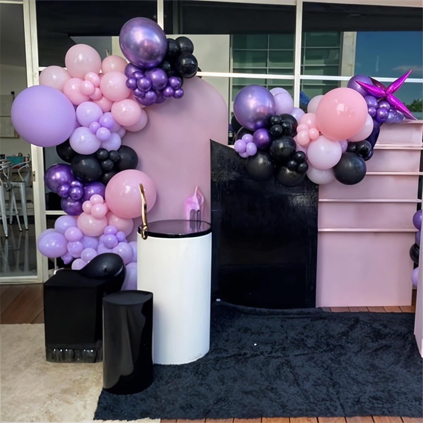 Halloween Balloons, 60pcs 12 Inch Black Pink Purple Latex Balloons for Girls Women Halloween Wedding Bride Baby Shower Engagement Bachelorette Spooky Witch Themed Birthday Party Decorations Supplie